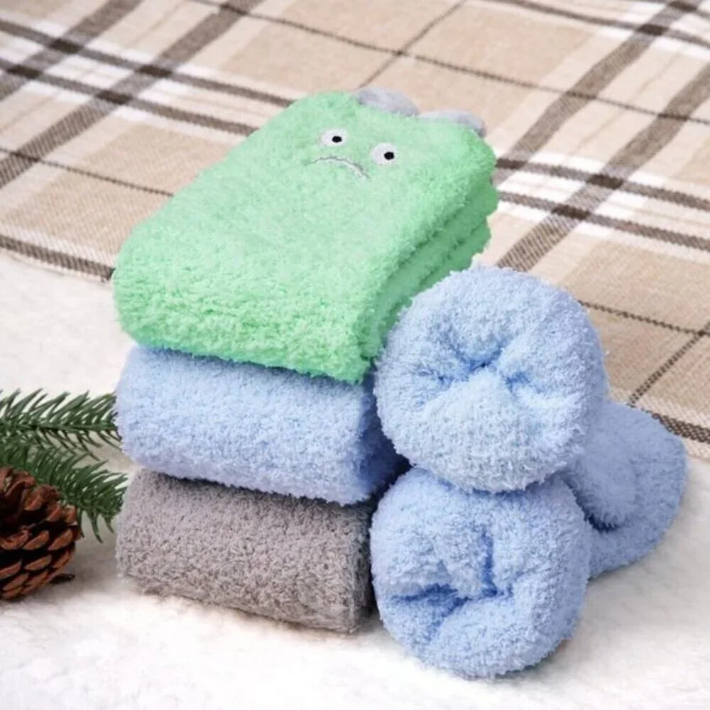 Loritta Women’s Fuzzy Socks 3-Pair Warm Fluffy Cozy Cute Animal Slippers